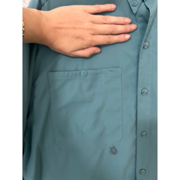 Columbia PFG Omni-Shade Vented Fishing Shirt Men’s Large Teal Long Sleeve - Picture 3 of 15